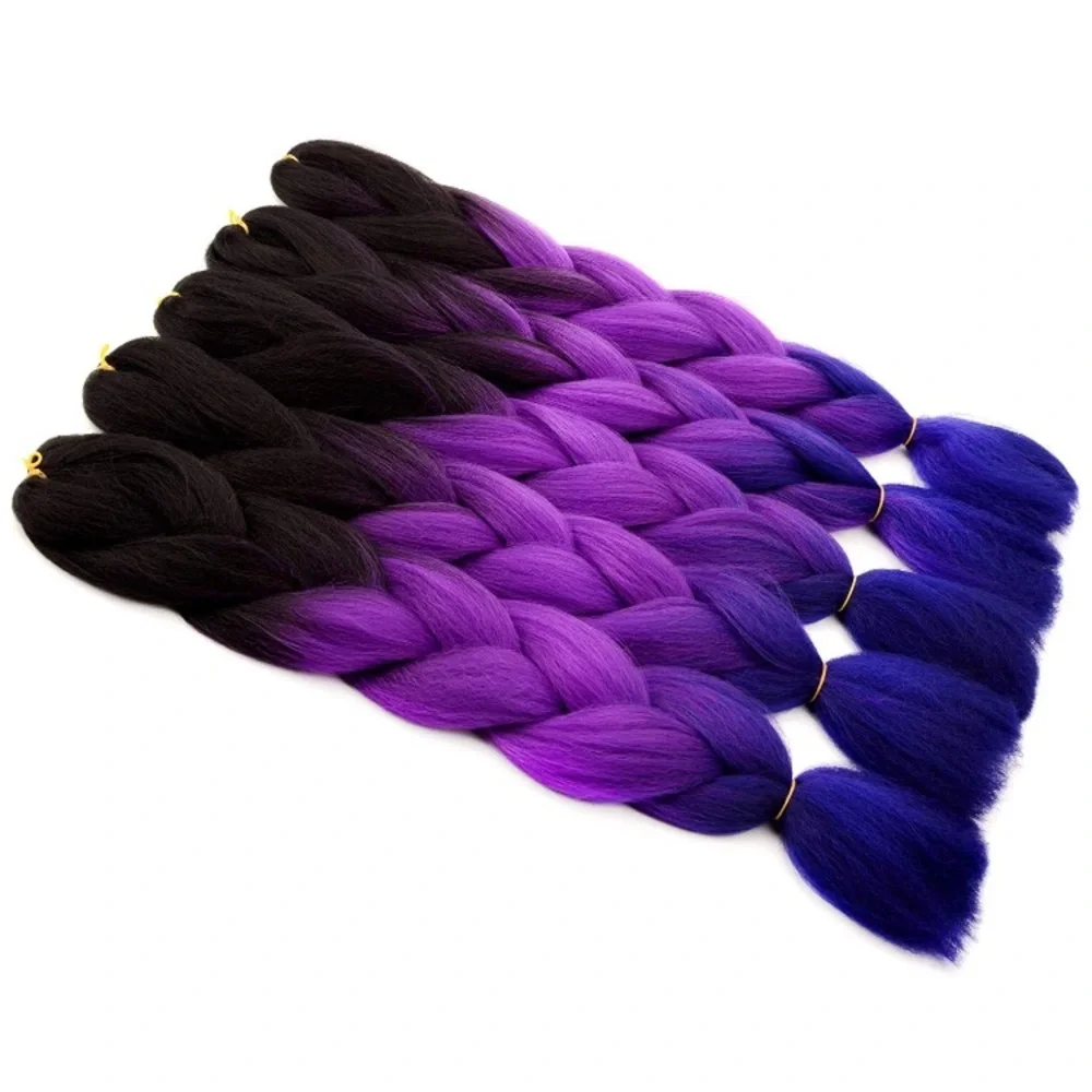 5 packs of Black Purple blue ombré braiding hair - Picture 4 of 7